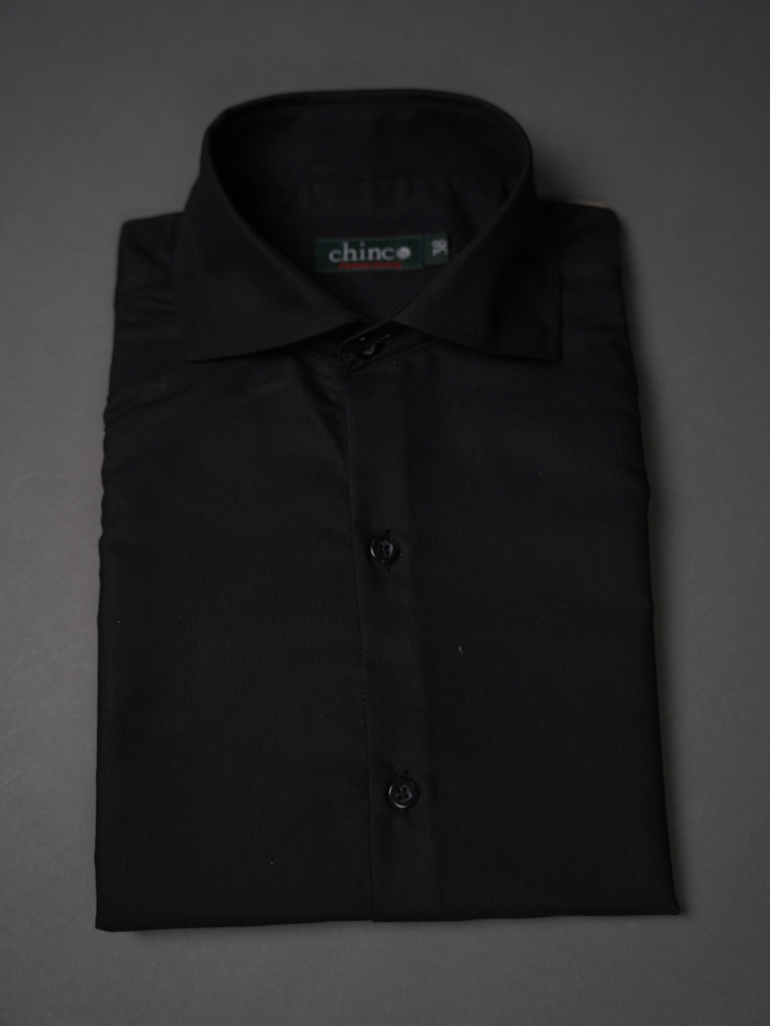 SPREAD COLLAR CHEMISE-Black