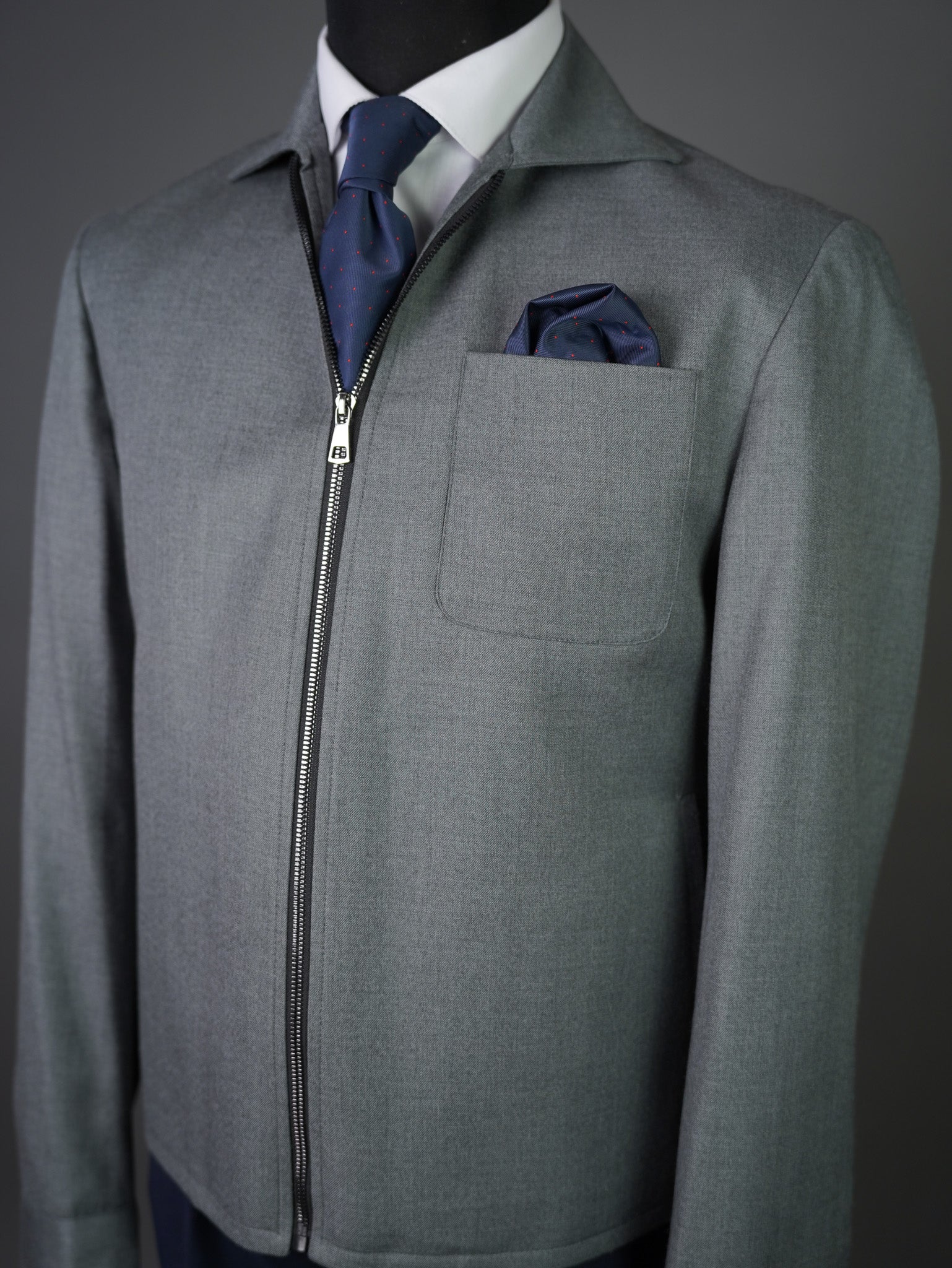 ZIP JACKET WITH PATCH POCKET - gray