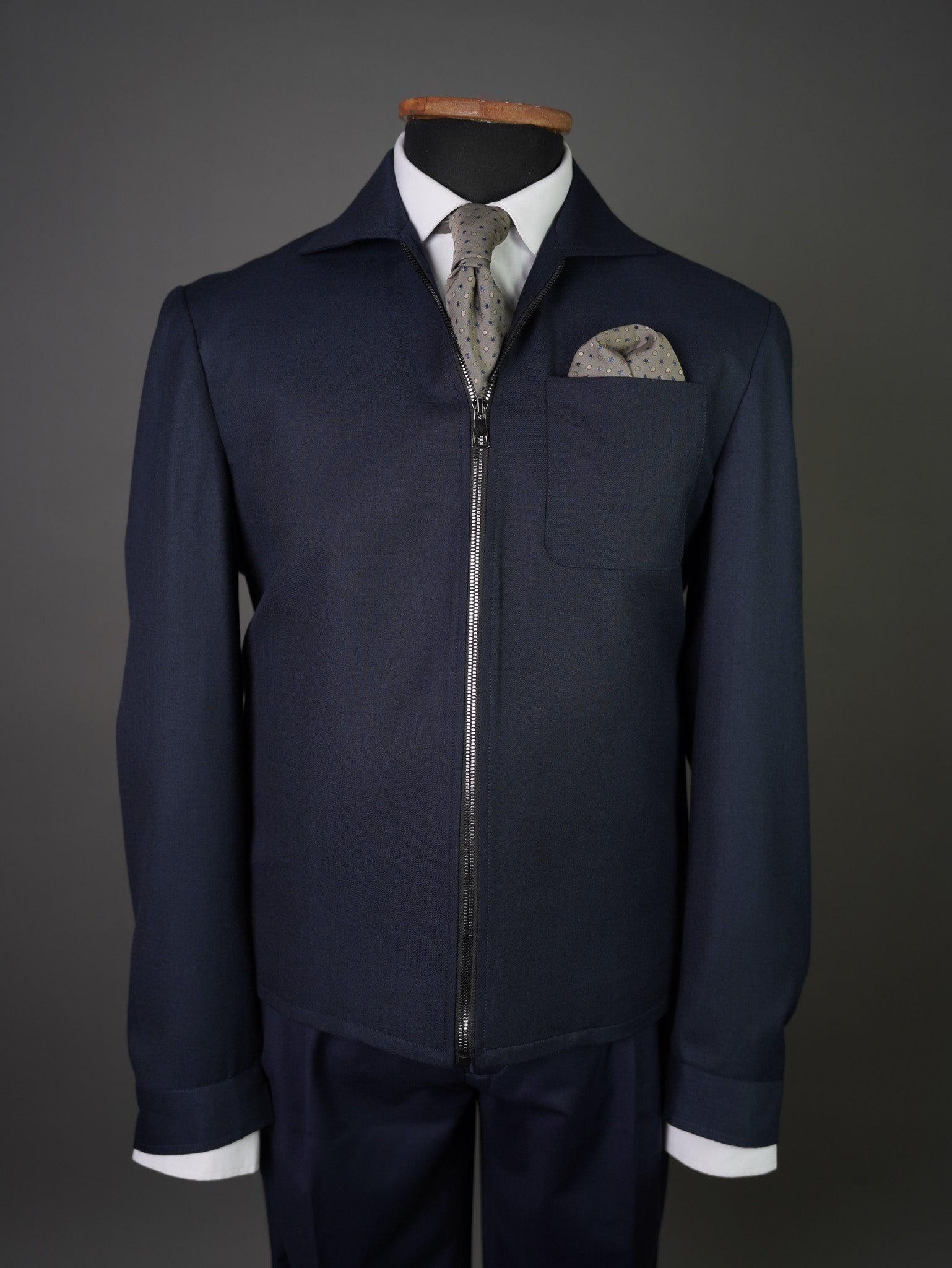 ZIP JACKET WITH PATCH POCKET - navy