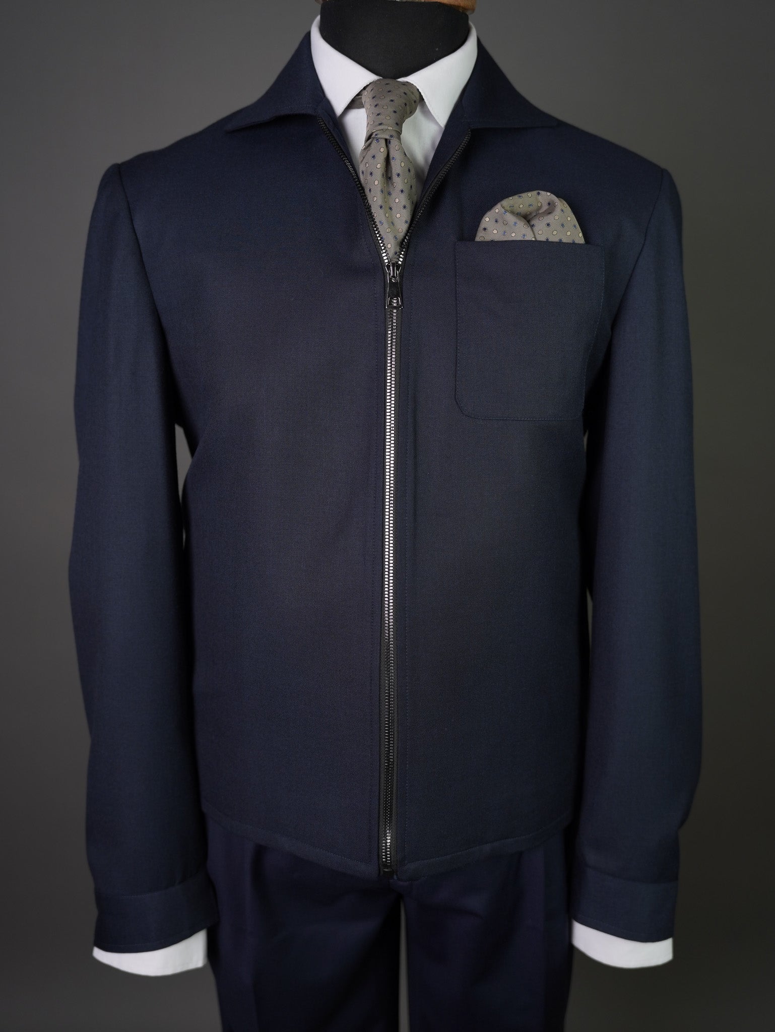 ZIP JACKET WITH PATCH POCKET - navy