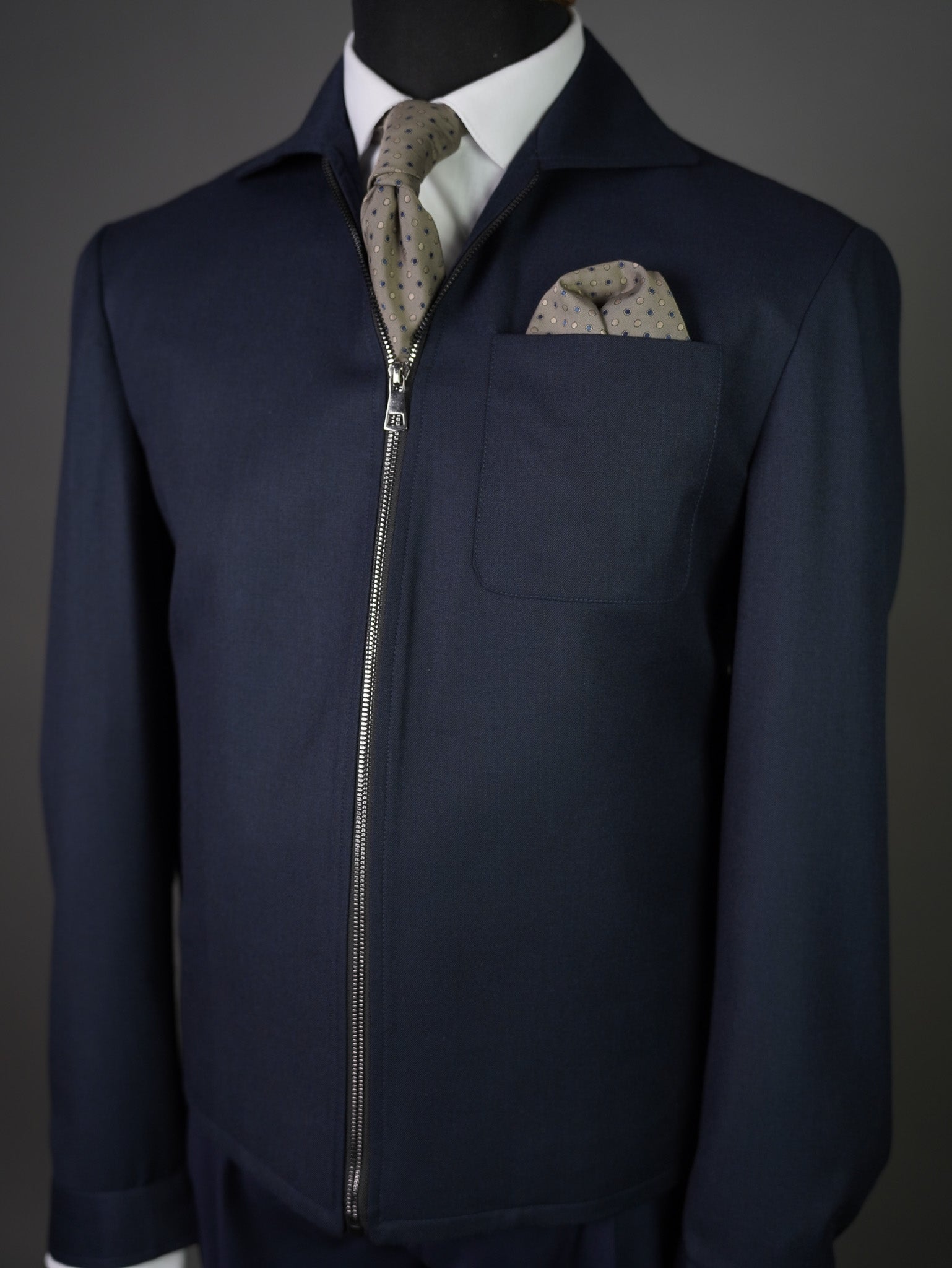 ZIP JACKET WITH PATCH POCKET - navy