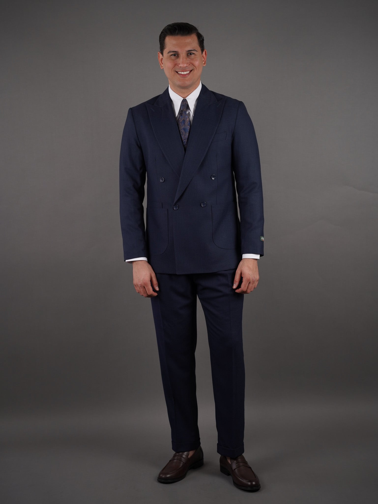 Four-Button Double-Breasted suit - navy striped