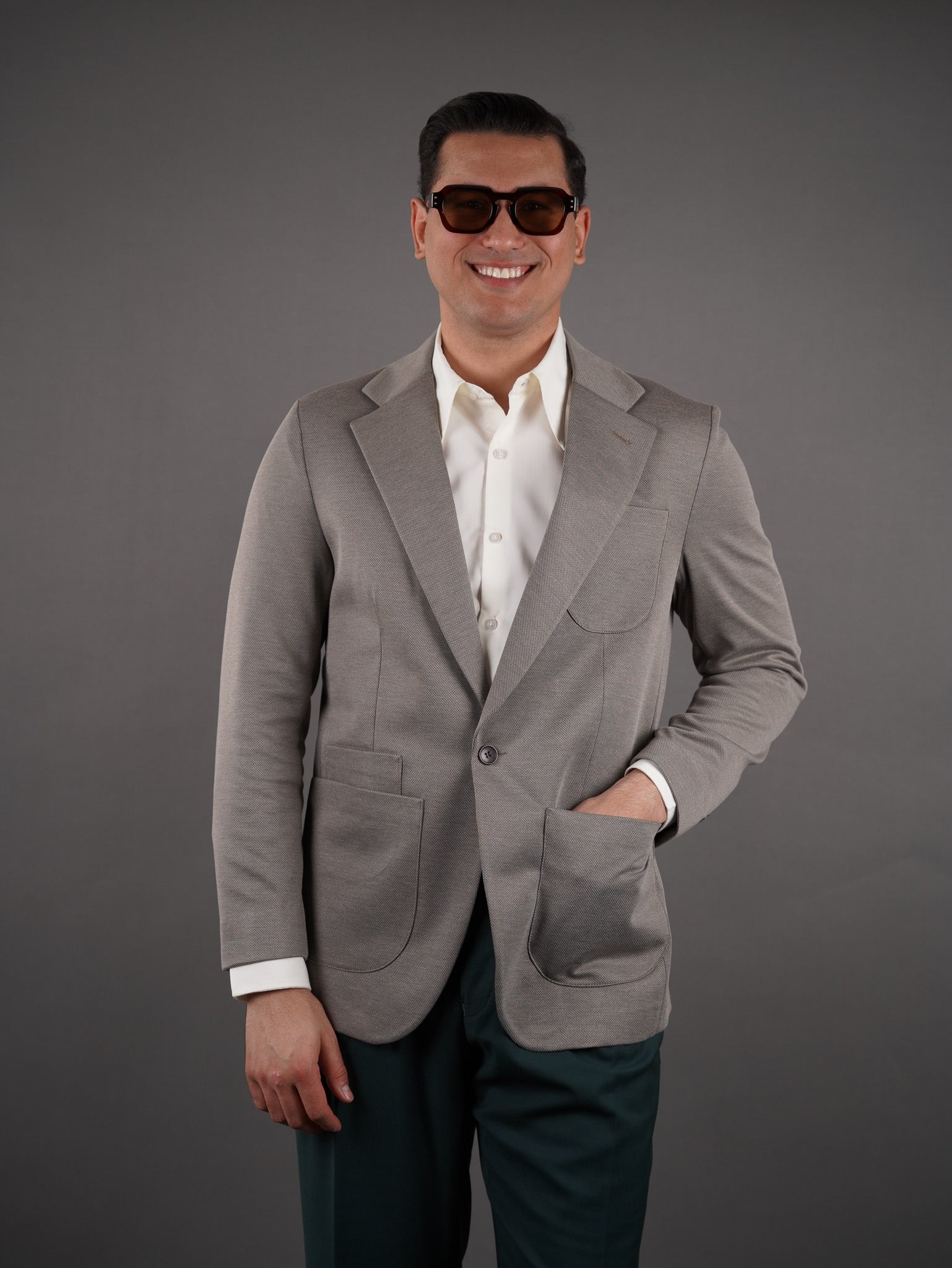 Unlined Lycra Blazer - cacao