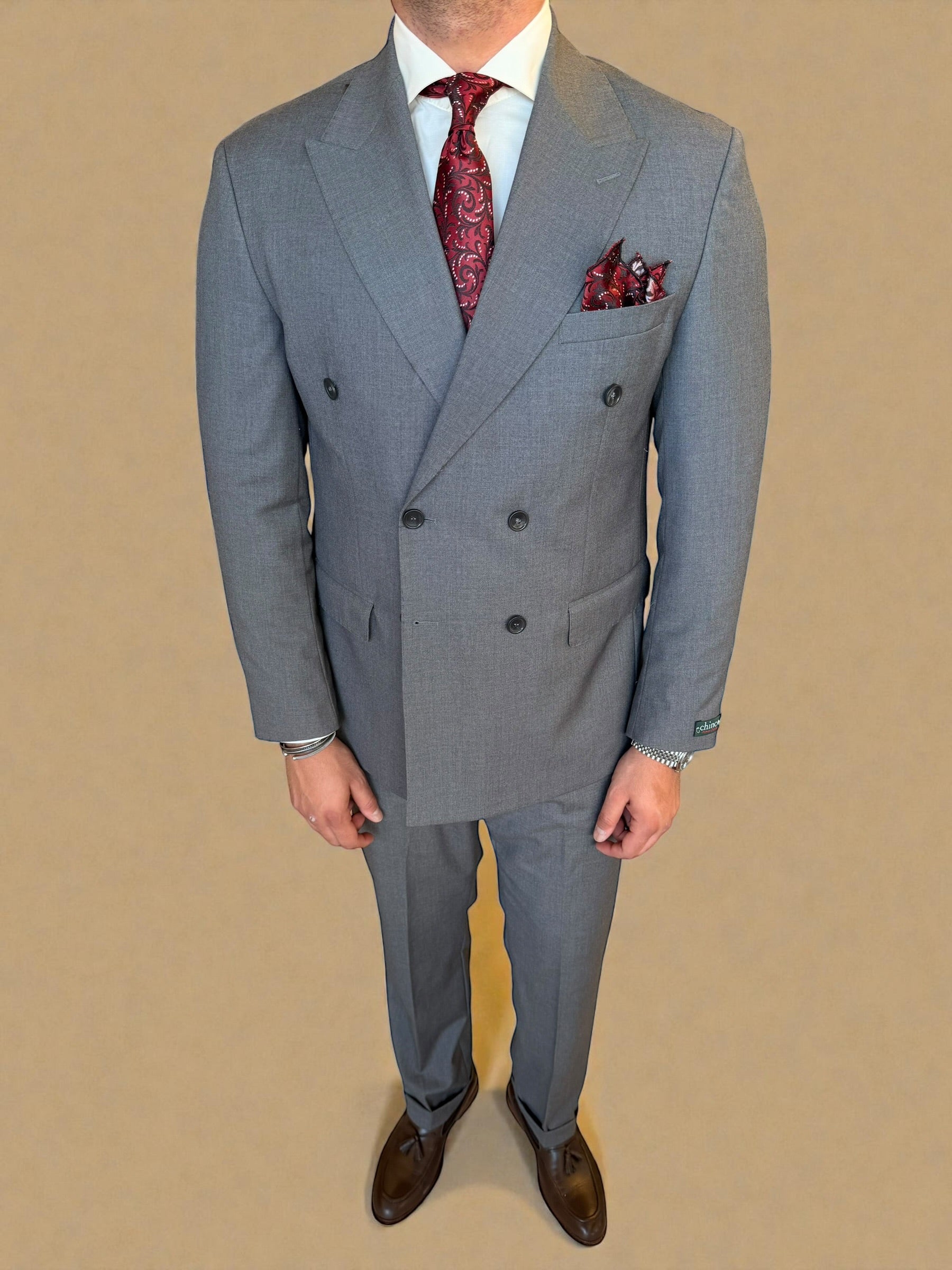 DOUBLE BREASTED MID COAT グレー Double breasted suit - Mid Gray