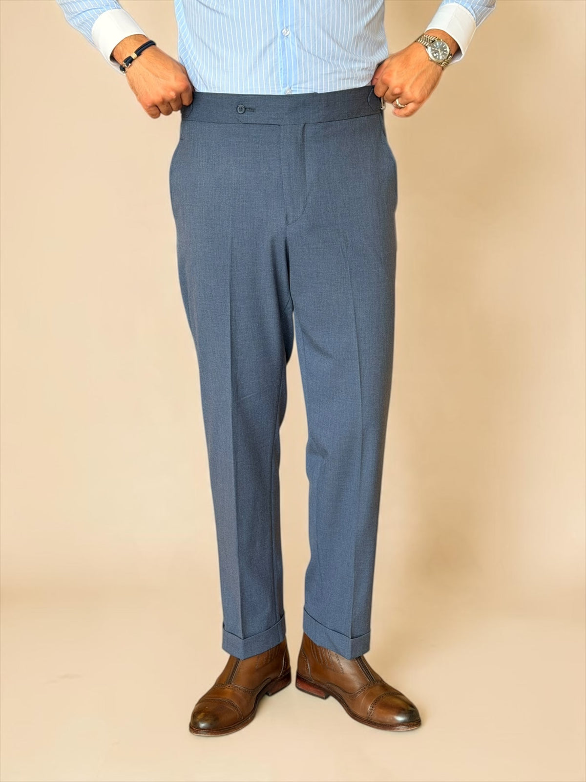 One button Gurkha Trousers - Blue