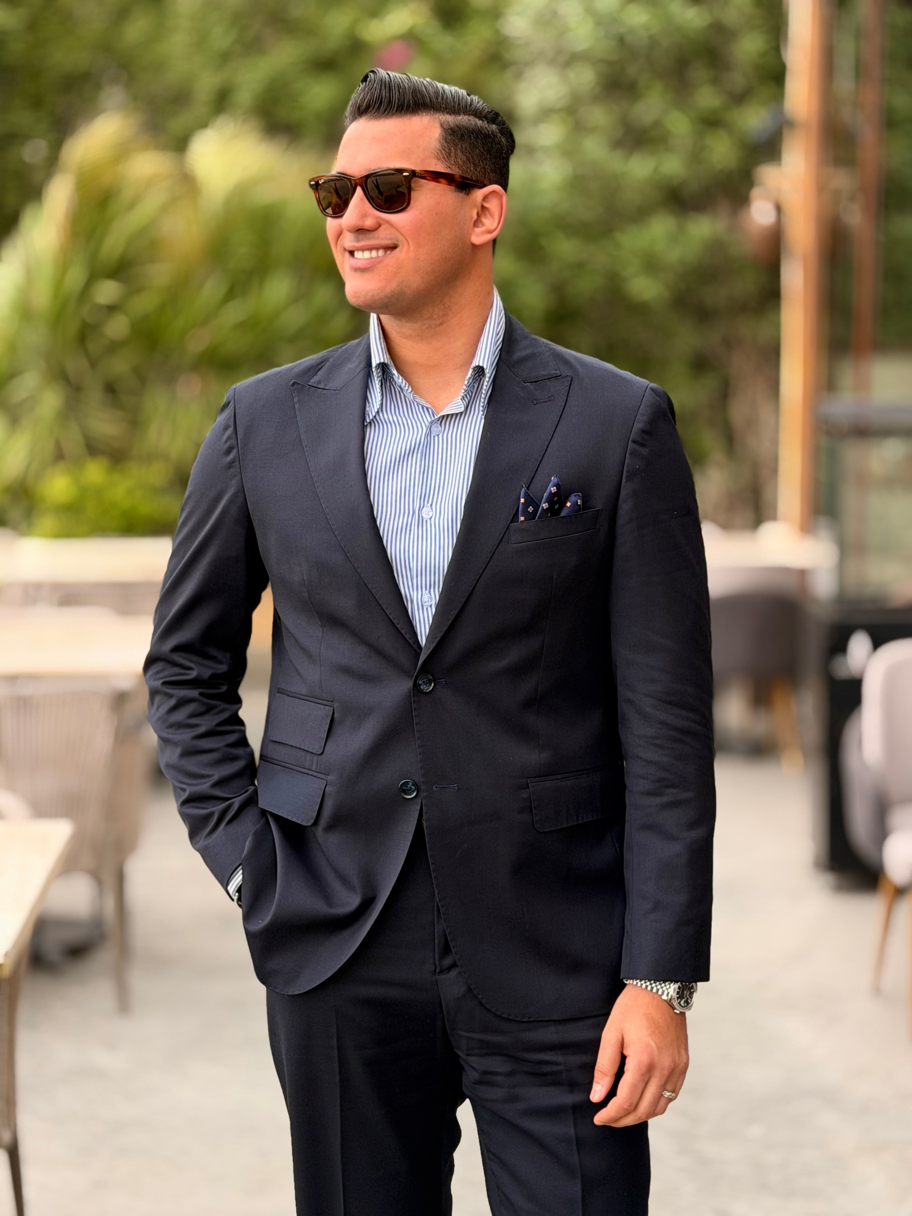 100% Wool two pockets suit - Navy