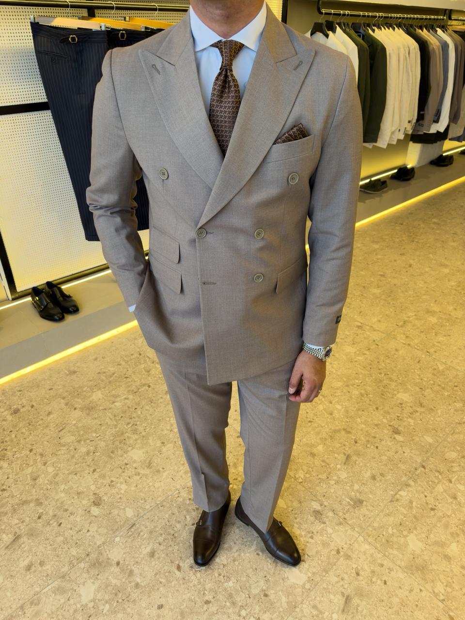 Double breasted suit 6 buttons - Cacao