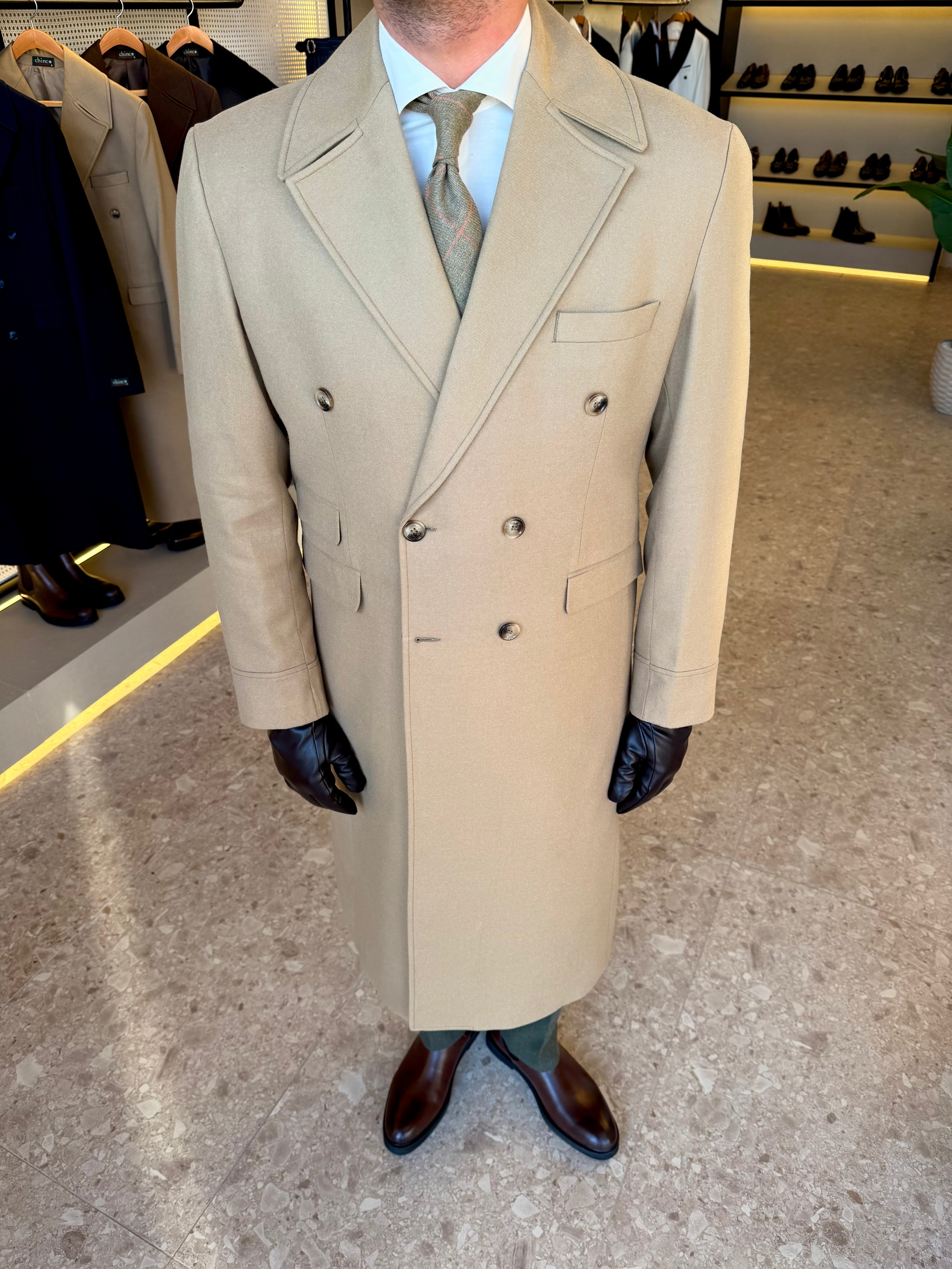 long double breasted coat - Beige