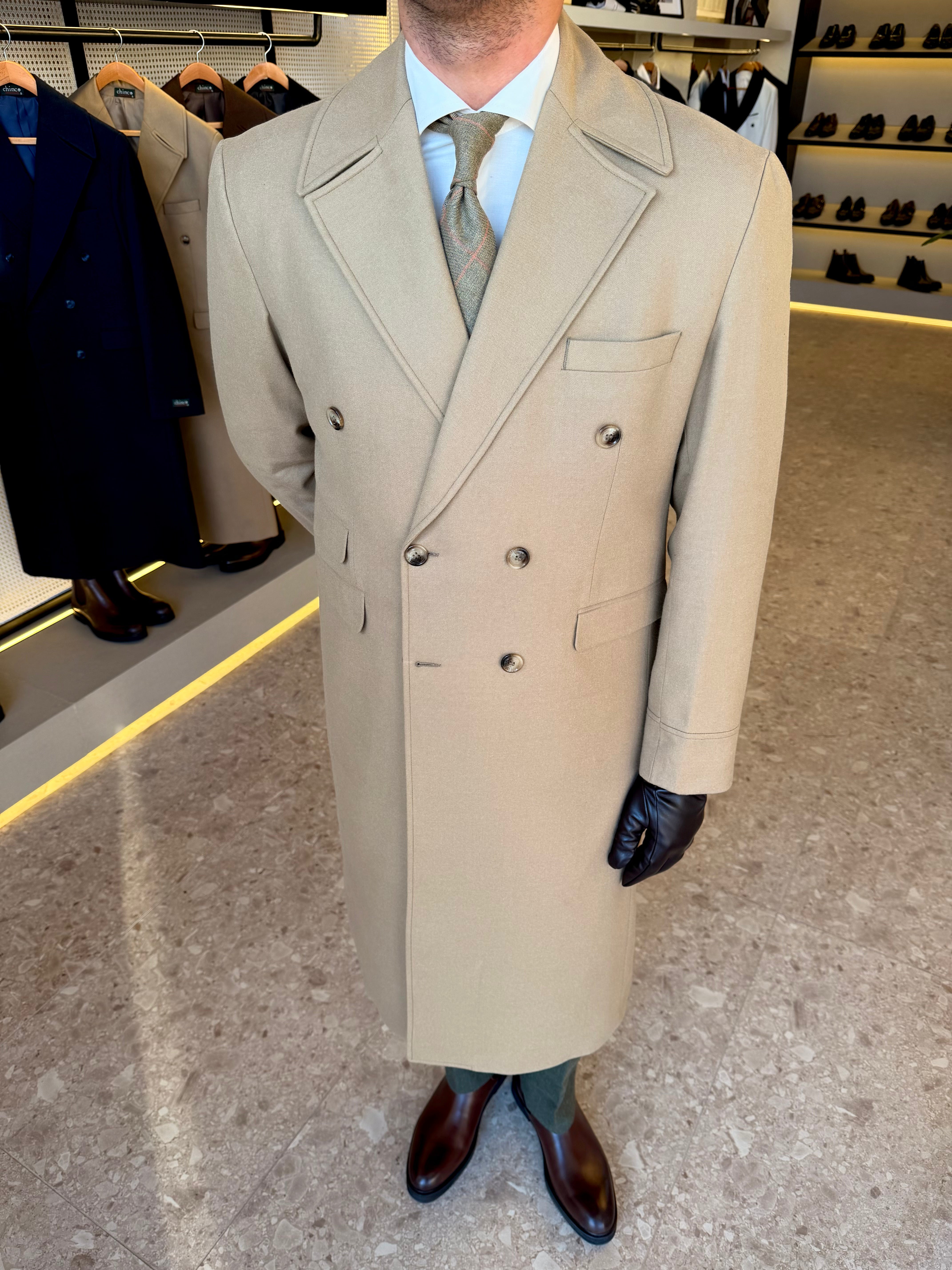 long double breasted coat - Beige